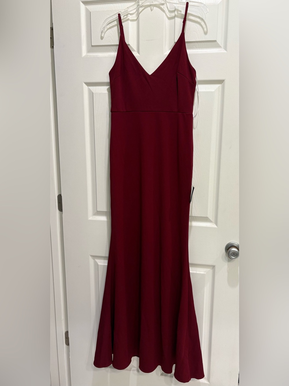 Lulu's Classic Burgundy V-Neck Prom Gown
